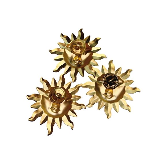 Mini Sun Metal Gold Tone Fashion Lapel Pins - Picture 2 of 2